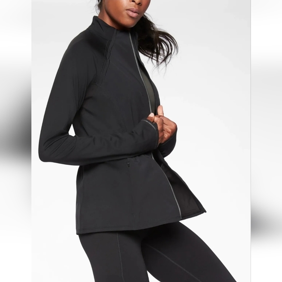 Athleta Jackets & Blazers - Athleta Run Free Jacket Style 350844 Black w/ Reflective Details Size XL Zip Up